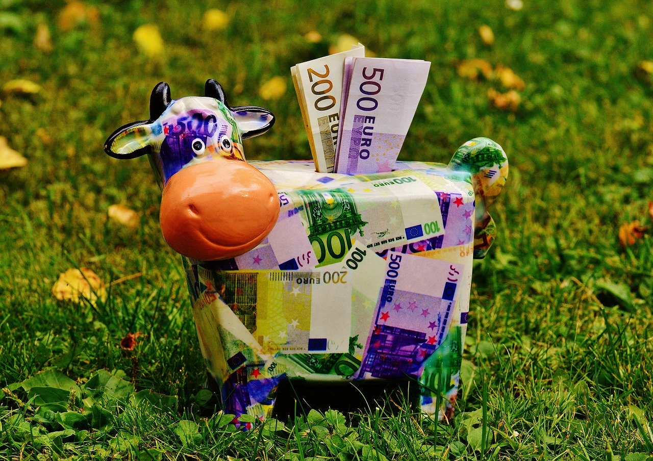 紙幣でできた牛