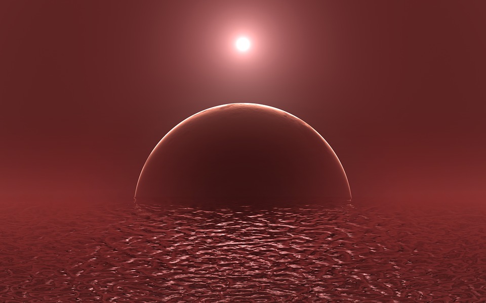赤い水と惑星と月